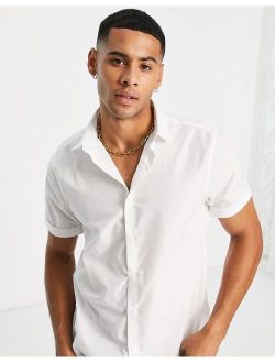 short sleeve poplin shirt in white