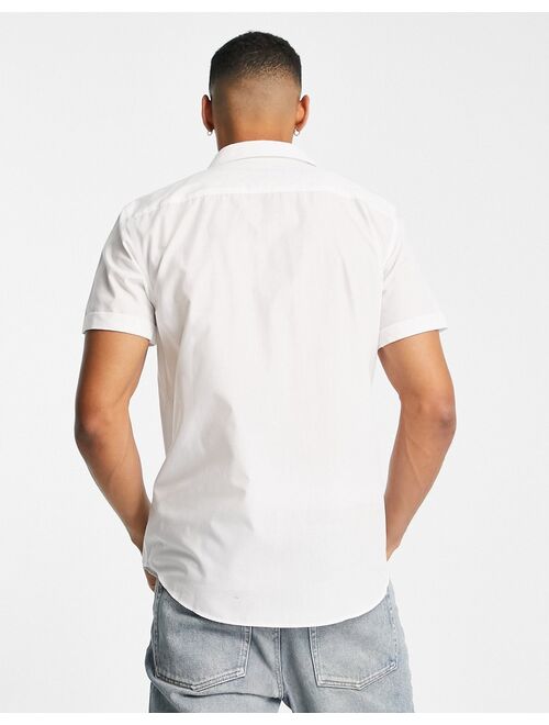 New look short sleeve poplin shirt in white