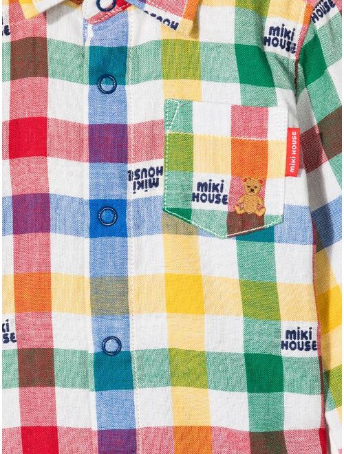 Miki House rainbow checked shirt