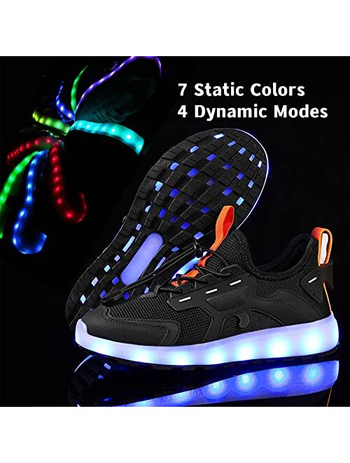 IGxx LED Shoes for Kids Light Up Sneakers USB Recharging Hook&Loop Toddler Boy Girl