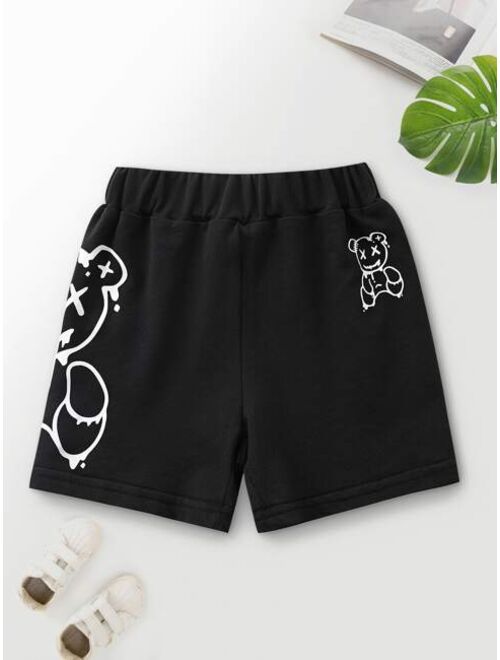 Shein Toddler Boys Bear Print Shorts