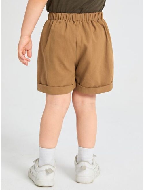 SHEIN Toddler Boys Roll Up Hem Shorts