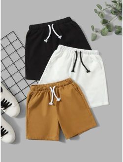 Toddler Boys 3pcs Drawstring Waist Slant Pocket Shorts
