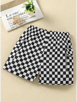 Toddler Boys Checkered Print Flap Pocket Side Shorts