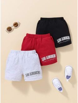 Baby 3pcs Letter Graphic Shorts