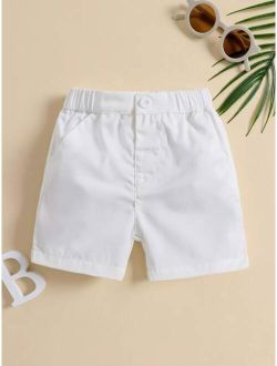 Baby Slant Pockets Button Front Shorts