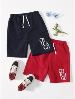 Boys 2 Pack Letter Graphic Shorts
