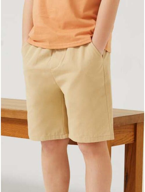 SHEIN Boys Slant Pocket Solid Shorts