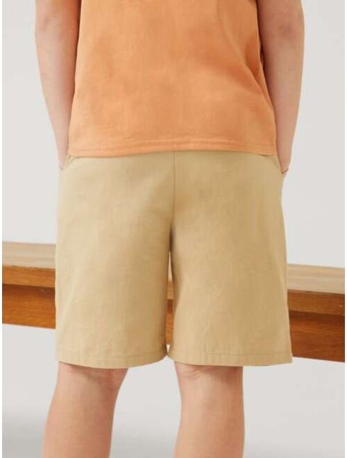 SHEIN Boys Slant Pocket Solid Shorts