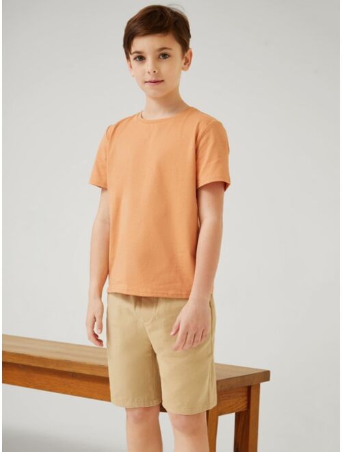 SHEIN Boys Slant Pocket Solid Shorts
