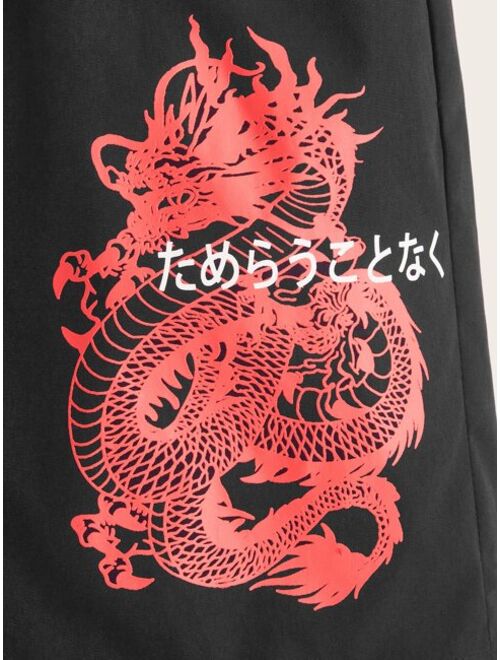 SHEIN Boys Chinese Dragon Japanese Letter Graphic Shorts