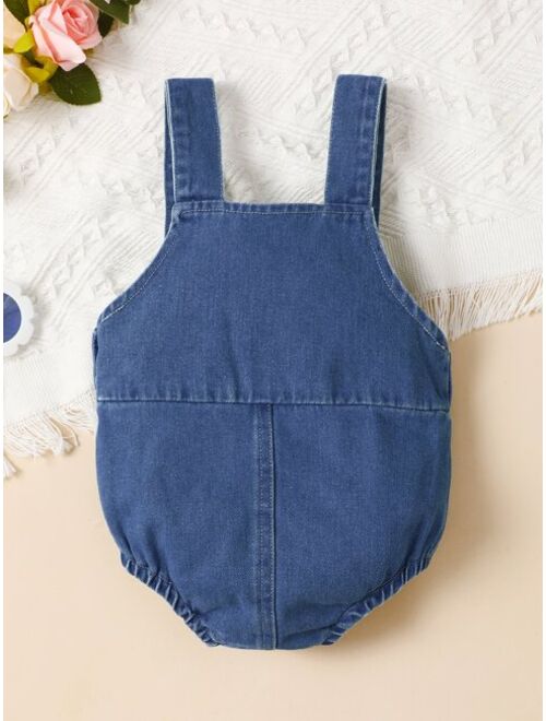 Shein Baby Pocket Patched Denim Overall Bodysuit
