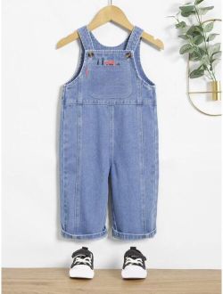 Baby Heart Letter Graphic Denim Overall