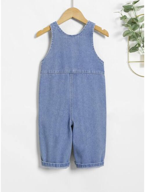 Shein Baby Heart Letter Graphic Denim Overall