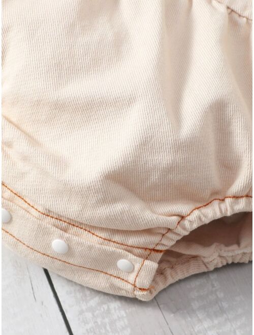Shein Baby Pocket Patched Denim Pinafore Bodysuit