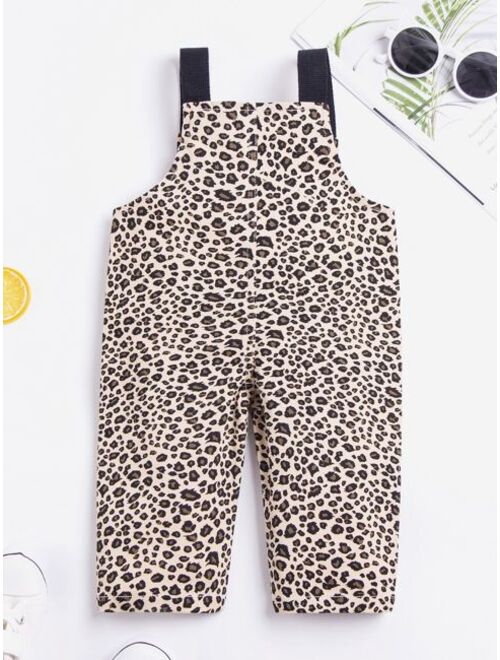 Shein Baby Leopard Print Denim Overalls