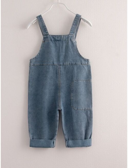 Shein Toddler Boys Solid Denim Overall