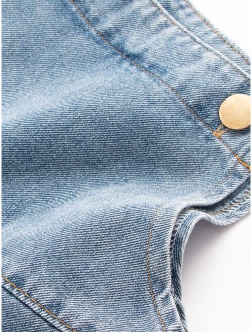 Shein Toddler Boys Solid Denim Overall