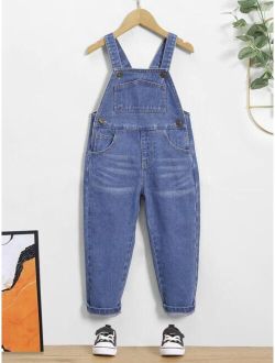 Toddler Boys Patched Detail Denim Overalls