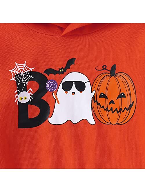 Ritatte Baby Boy Halloween Outfits Long Sleeve Pumpkin Ghost print Hoodie Sweatshirt Tops Pants Toddler Fall Winter Clothes Set