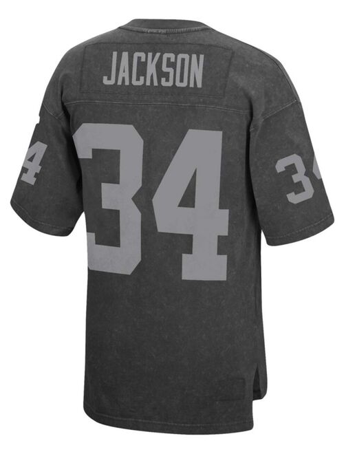 MITCHELL & NESS Men's Bo Jackson Black Los Angeles Raiders Retired Player Name and Number Acid Wash Top