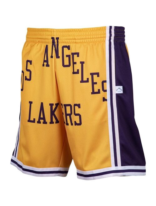 Mitchell & Ness Men's Gold-Tone Los Angeles Lakers Hardwood Classics Big Face 2.0 Shorts