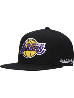 Black Los Angeles Lakers English Dropback Snapback Hat