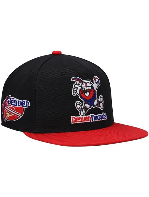 Men's Mitchell & Ness Black and Red Denver Nuggets Hardwood Classics Snapback Hat