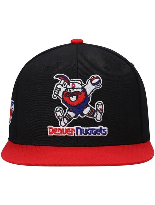 Men's Mitchell & Ness Black and Red Denver Nuggets Hardwood Classics Snapback Hat