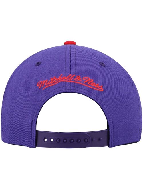 Men's Mitchell & Ness Purple and Red Toronto Raptors Hardwood Classics Team Two-Tone 2.0 Snapback Hat