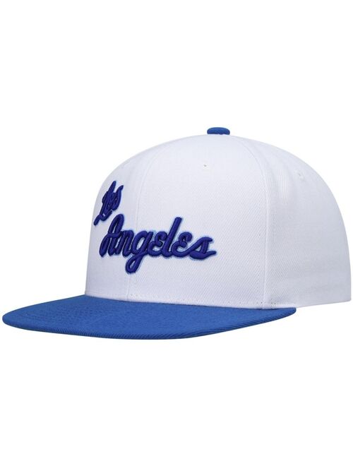Men's Mitchell & Ness White and Royal Los Angeles Lakers Hardwood Classics Snapback Hat