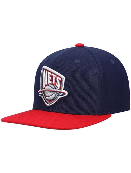 Men's Mitchell & Ness Navy, Red New Jersey Nets Hardwood Classics Team Two-Tone 2.0 Snapback Hat