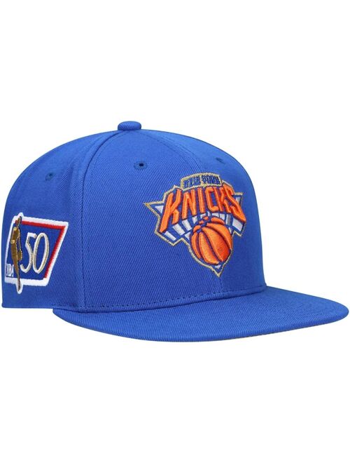 Men's Mitchell & Ness Blue New York Knicks 50Th Anniversary Snapback Hat