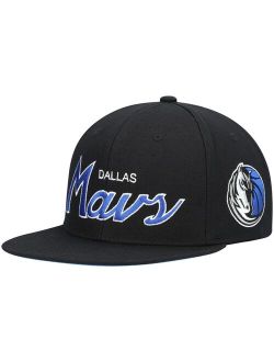 Black Dallas Mavericks Hardwood Classics Script 2.0 Snapback Hat