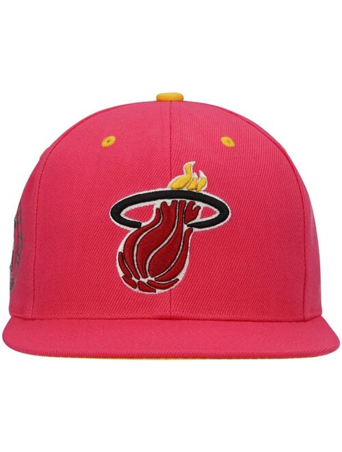 Men's Mitchell & Ness Pink Miami Heat 20 Years of Heat Color Flip Snapback Hat