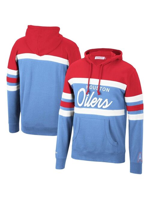 Men's Mitchell & Ness Red, Light Blue Houston Oilers Head Coach Pullover Hoodie