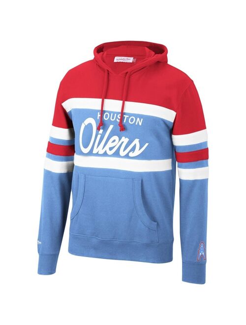 Men's Mitchell & Ness Red, Light Blue Houston Oilers Head Coach Pullover Hoodie