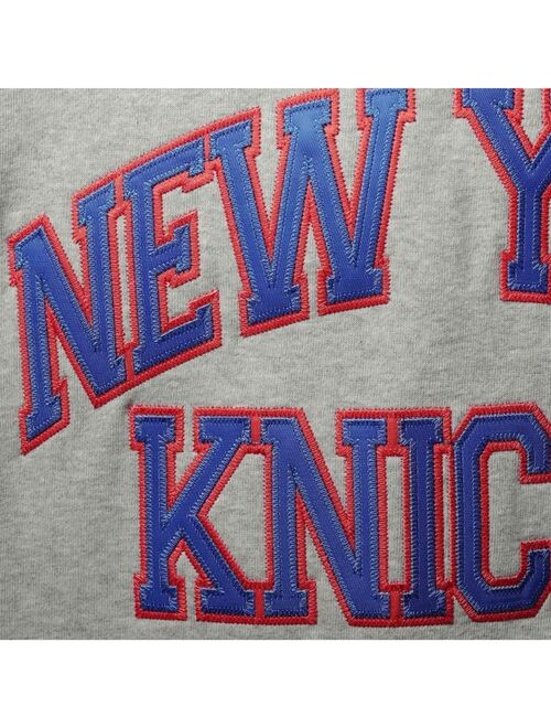 Men's Mitchell & Ness Heather Gray New York Knicks Hardwood Classics Big and Tall Throwback Pullover Hoodie