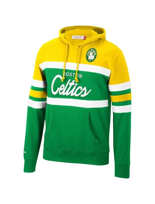 Mitchell & Ness Men's Yellow, Green Boston Celtics Head Coach Pullover Hoodie