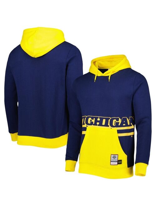 Men's Mitchell & Ness Navy Michigan Wolverines Big Face Pullover Hoodie