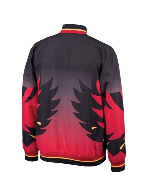 Men's Mitchell & Ness Black Atlanta Hawks Hardwood Classics Authentic Warm-Up Full-Snap Jacket