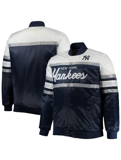 Men's Mitchell & Ness Navy, Gray New York Yankees Big and Tall Coaches Satin Full-Snap Jacket