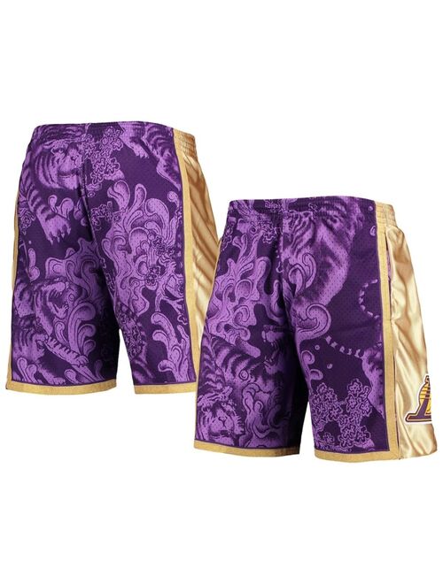 Men's Mitchell & Ness Purple Los Angeles Lakers Hardwood Classics Lunar New Year Swingman Shorts