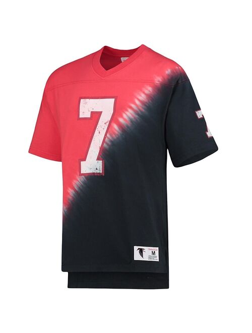 Men's Mitchell & Ness Michael Vick Black, Red Atlanta Falcons Retired Player Name and Number Diagonal Tie-Dye V-Neck T-shirt