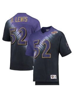 Ray Lewis Purple, Black Baltimore Ravens Retired Player Name and Number Diagonal Tie-Dye V-Neck T-shirt