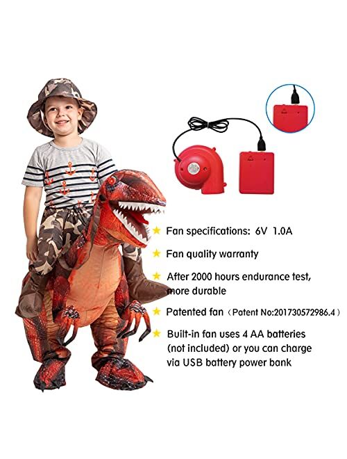 GOOSH Inflatable Costume for Chidlren, Halloween Costumes Boys Girls Dinosaur Rider, Blow Up Costume for Unisex Godzilla Toy