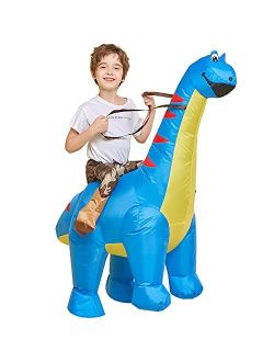 One Casa Inflatable Dinosaur Costume Riding Diplodocus T Rex Air Blow up Funny Party Halloween Costumes for Kids