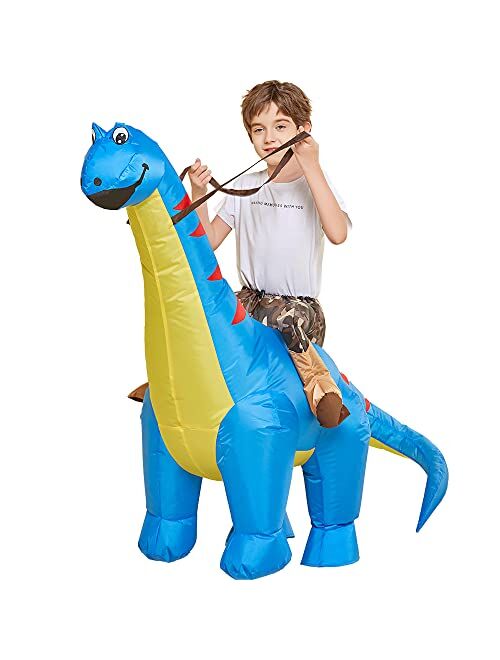 One Casa Inflatable Dinosaur Costume Riding Diplodocus T Rex Air Blow up Funny Party Halloween Costumes for Kids