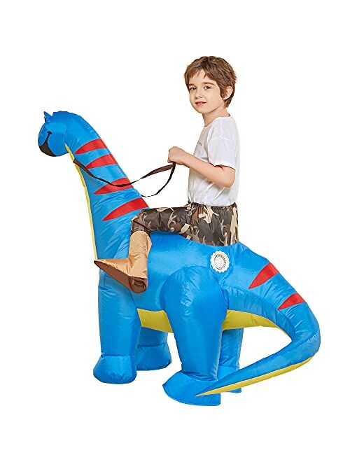 One Casa Inflatable Dinosaur Costume Riding Diplodocus T Rex Air Blow up Funny Party Halloween Costumes for Kids