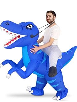 Camlinbo Inflatable Costumes for Adults, Halloween Costumes Men Women Blue Dinosaur Rider, Blow Up Costume Party Cosplay